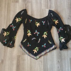 Black sequin blouse 3/4 sleeves. Size medium